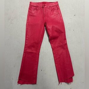 Mother Jeans The Insider Crop Step Fray Women’s Sz 25 Never a Dull Moment Red